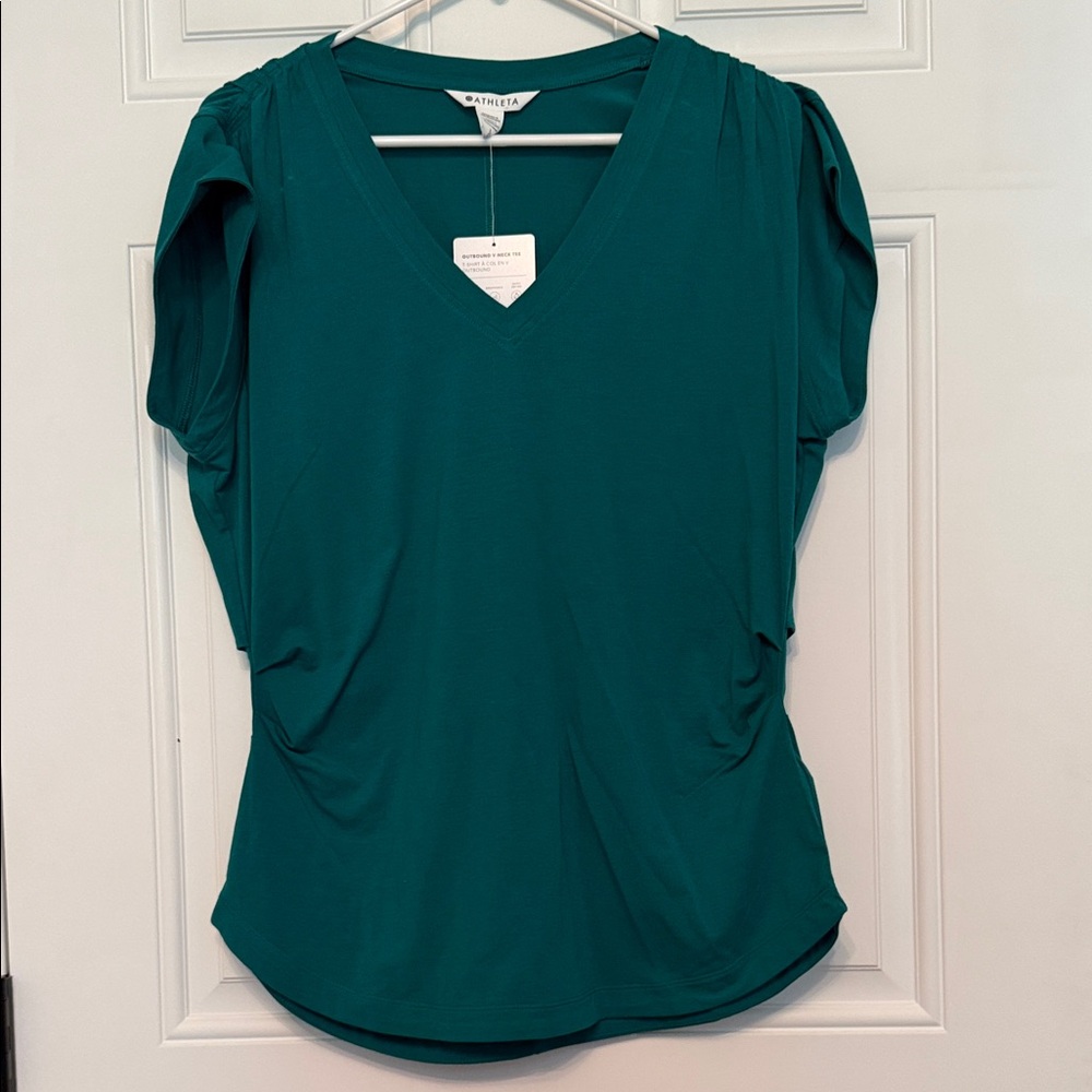 Athleta teal green V-Neck Blouse